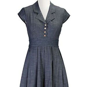 Retro Style! Cotton chambray shirtdress fits 6 or 8